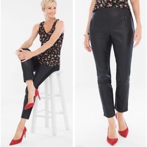 NWOT Chico's Black Faux Leather Vegan Business Casual Juliet Ankle Pants Sz M/8